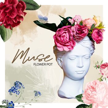Vase - Pot de fleur Muse - Gris - Décoration d'intérieur - Tête de planteur - Cadeau unique 2