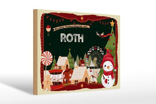 Holzschild Weihnachten Grüße aus ROTH Geschenk 30x20cm