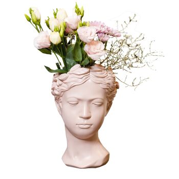 Jardinière de tête - Pot de fleur de Muse - Rose - Décoration d'intérieur - Figurine 1