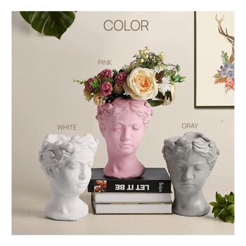 Jardinière de tête - Pot de fleur de Muse - Rose - Décoration d'intérieur - Figurine 4