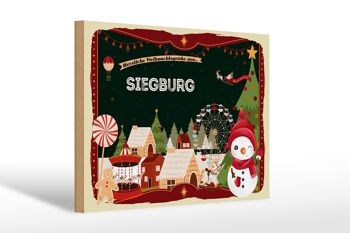 Panneau en bois Vœux de Noël SIEGBURG cadeau 30x20cm 1