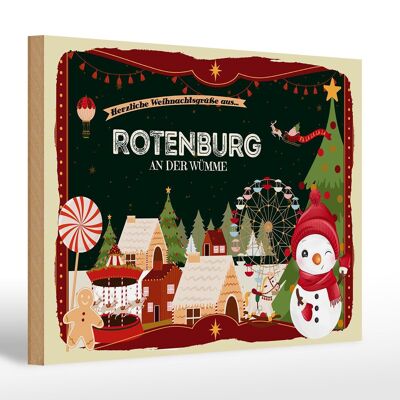 Cartel de madera Saludos navideños de ROTENBURG AN DER WÜMME decoración 30x20cm