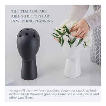 Jardinière - Vase à fleurs en forme de tête - Noir - Décoration d'intérieur - Ornements pour la maison 4