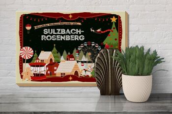 Panneau en bois Vœux de Noël SULZBACH-ROSENBERG 30x20cm 3