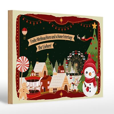 Cartel de madera que dice Feliz Navidad regalo para tus seres queridos 30x20cm