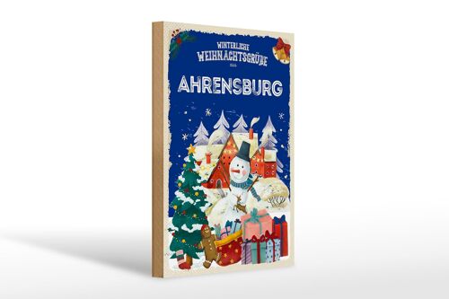 Holzschild Weihnachtsgrüße aus AHRENSBURG Geschenk 20x30cm