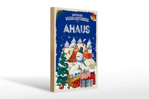 Holzschild Weihnachtsgrüße aus AHAUS Geschenk 20x30cm