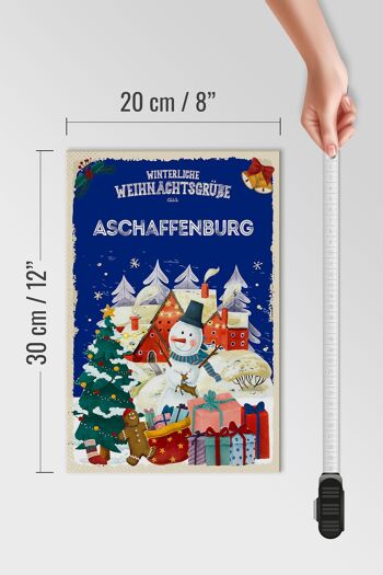 Panneau en bois Salutations de Noël ASCHAFFENBURG cadeau 20x30cm 4