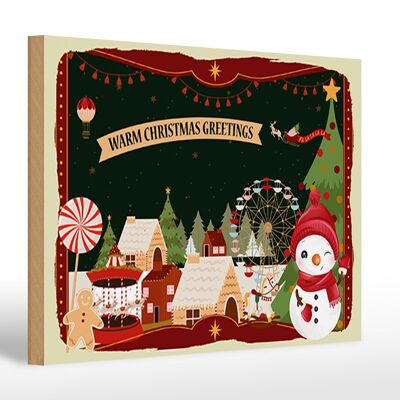 Cartello in legno Natale CALDI AUGURI DI NATALE 30x20cm