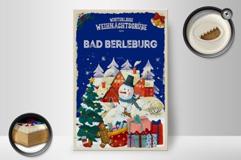 Panneau en bois Salutations de Noël BAD BERLEBURG cadeau 20x30cm 2