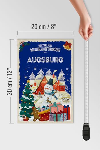 Panneau en bois Vœux de Noël AUGSBOURG cadeau 20x30cm 4