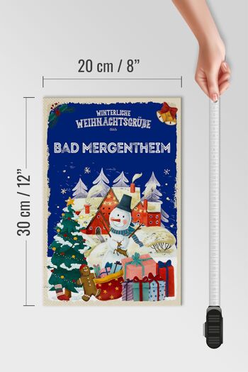 Panneau en bois Salutations de Noël de BAD MÜNSTEREIFEL cadeau 20x30cm 4