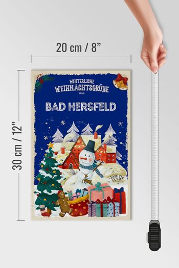 Panneau en bois Salutations de Noël de BAD HERSFELD cadeau 20x30cm 4