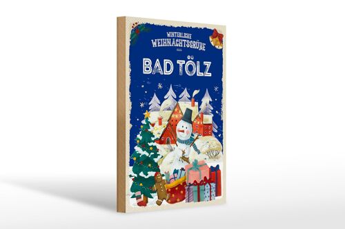 Holzschild Weihnachtsgrüße BAD TÖLZ Geschenk 20x30cm