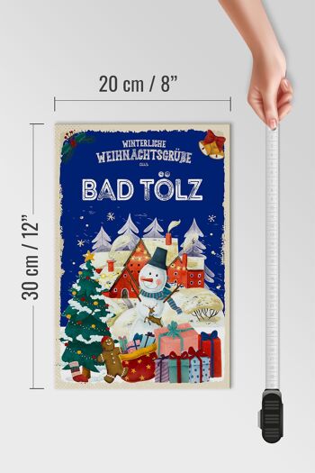 Panneau en bois Salutations de Noël BAD TÖLZ cadeau 20x30cm 4