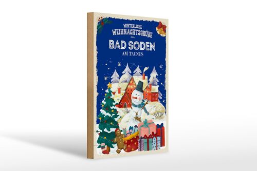 Holzschild Weihnachtsgrüße BAD SODEN Geschenk 20x30cm