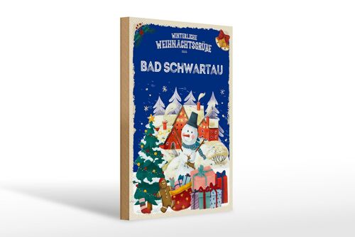 Holzschild Weihnachtsgrüße BAD SCHWARTAU Geschenk 20x30cm