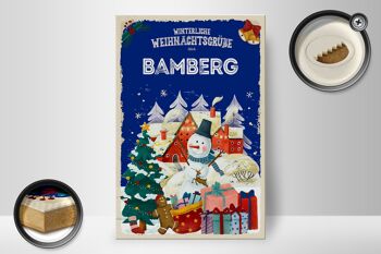 Panneau en bois Salutations de Noël de BAMBERG cadeau 20x30cm 2