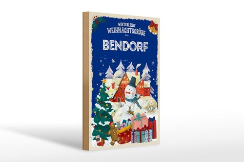 Holzschild Weihnachtsgrüße aus BENDORF Geschenk 20x30cm