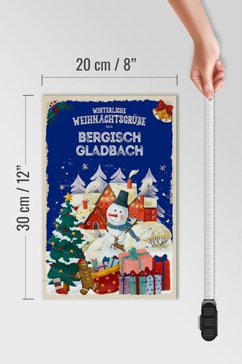 Panneau en bois Salutations de Noël de BERGISCH GLADBACH cadeau 20x30cm 4