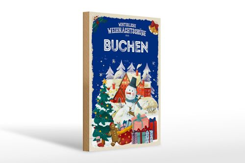 Holzschild Weihnachtsgrüße aus BUCHEN Geschenk 20x30cm