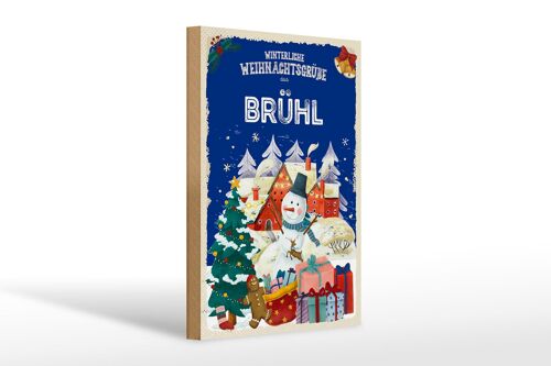 Holzschild Weihnachtsgrüße aus BRÜHL Geschenk 20x30cm