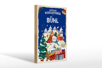 Panneau en bois Salutations de Noël BÜHL Gift Fest 20x30cm 1