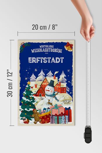 Panneau en bois Salutations de Noël ERFTSTADT cadeau 20x30cm 4