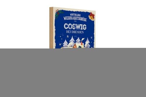 Holzschild Weihnachtsgrüße aus COSWIG bei DRESDEN Geschenk 20x30cm