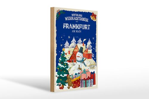 Holzschild Weihnachtsgrüße FRANKFURT AM MAIN Geschenk 20x30cm