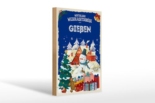 Holzschild Weihnachtsgrüße aus GIEßEN Geschenk 20x30cm