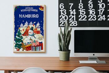 Panneau en bois Salutations de Noël de HAMBOURG cadeau 20x30cm 3