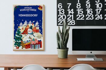 Panneau en bois Salutations de Noël HENNIGSDORF cadeau 20x30cm 3