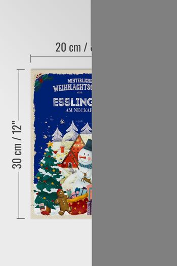 Panneau en bois Salutations de Noël d'ESSLINGEN AM NECKAR cadeau 20x30cm 4