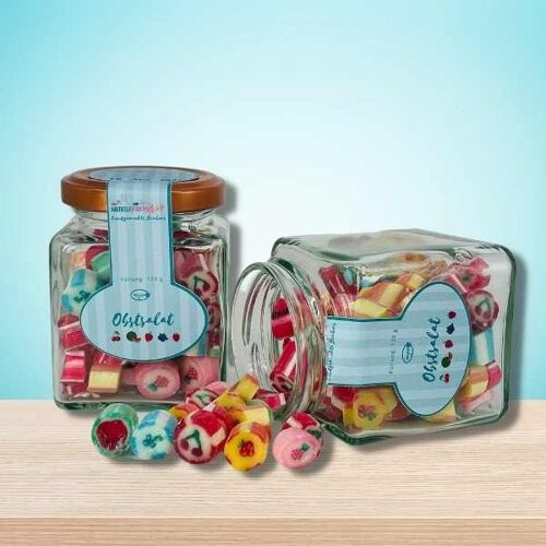 Obstsalat: Handgemachte Bonbons im Schraubglas (10 x 120g)