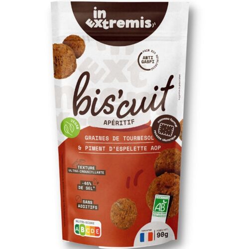 Biscuit apéritif au graines de tournesol et piment d'Espelette AOP BIO 90g