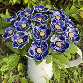 Fleurs de prunier bleu en céramique, tuteur végétal 1
