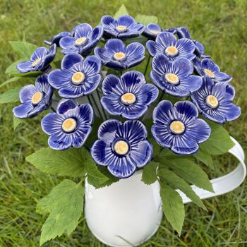 Fleurs de prunier bleu en céramique, tuteur végétal 3