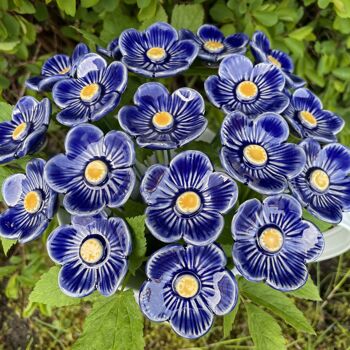 Fleurs de prunier bleu en céramique, tuteur végétal 4