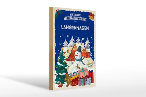 Holzschild Weihnachtsgrüße LANGENHAGEN Geschenk 20x30cm
