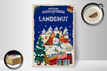Panneau en bois voeux de Noël LANDSHUT cadeau 20x30cm 2