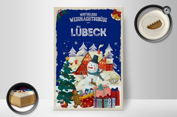 Panneau en bois Salutations de Noël de LÜBECK cadeau 20x30cm 2