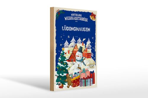 Holzschild Weihnachtsgrüße LÜDINGHAUSEN Geschenk 20x30cm