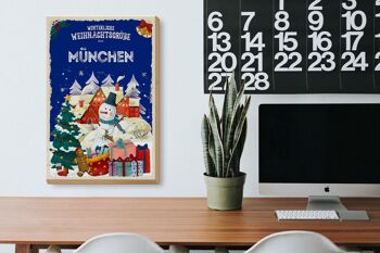 Panneau en bois Salutations de Noël de MUNICH cadeau 20x30cm 3