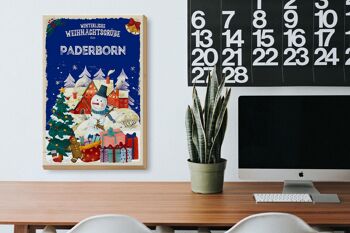 Panneau en bois Vœux de Noël PADERBORN cadeau 20x30cm 3