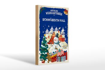 Panneau en bois Vœux de Noël SCHWÄBISCH HALL cadeau 20x30cm 1