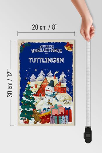 Panneau en bois Salutations de Noël TUTTLINGEN cadeau 20x30cm 4