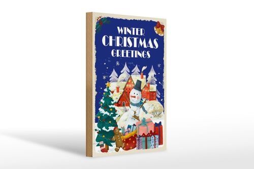 Holzschild Christmas winter greetings Geschenk 20x30cm