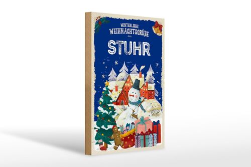 Holzschild Weihnachtsgrüße aus STUHR Geschenk 20x30cm