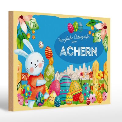 Cartel de madera Pascua Saludos de Pascua 30x20cm ACHERN Gift Fest